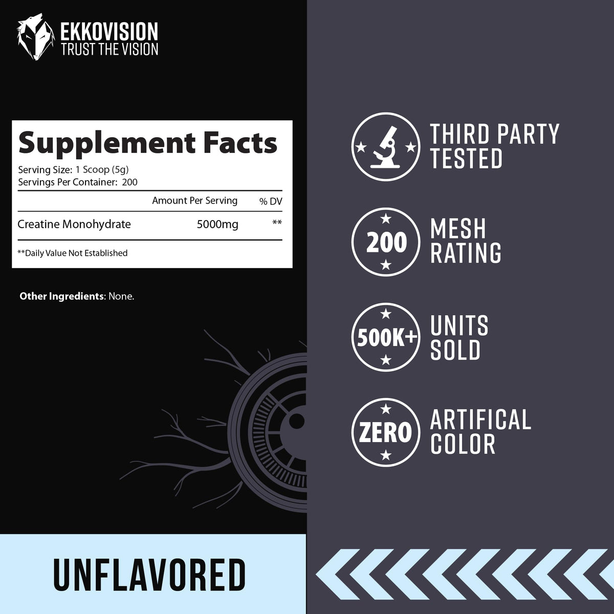 Ekkovision Creatine Monohydrate Powder, Micronized, Unflavored, Pre Workout & Post Workout Supplement for Men and Women, Energy Support, Easy to Mix in Shakes - FENGGESTORE20