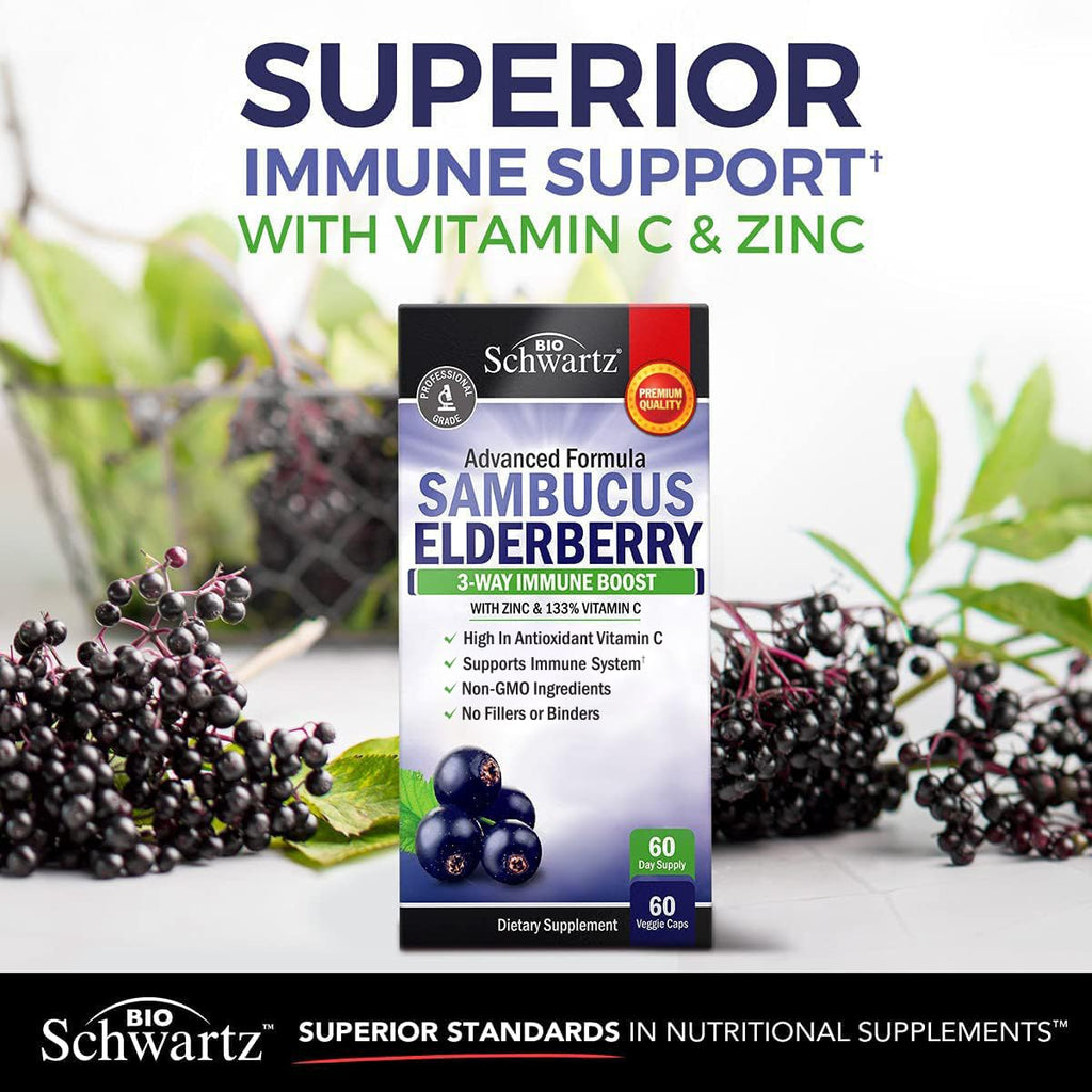 Elderberry Capsules with Zinc and Vitamin C for Adults - Immune Support Vitamins for Women and Men - Black Sambucus Elderberry Vitamin C and Zinc - FENGGESTORE20