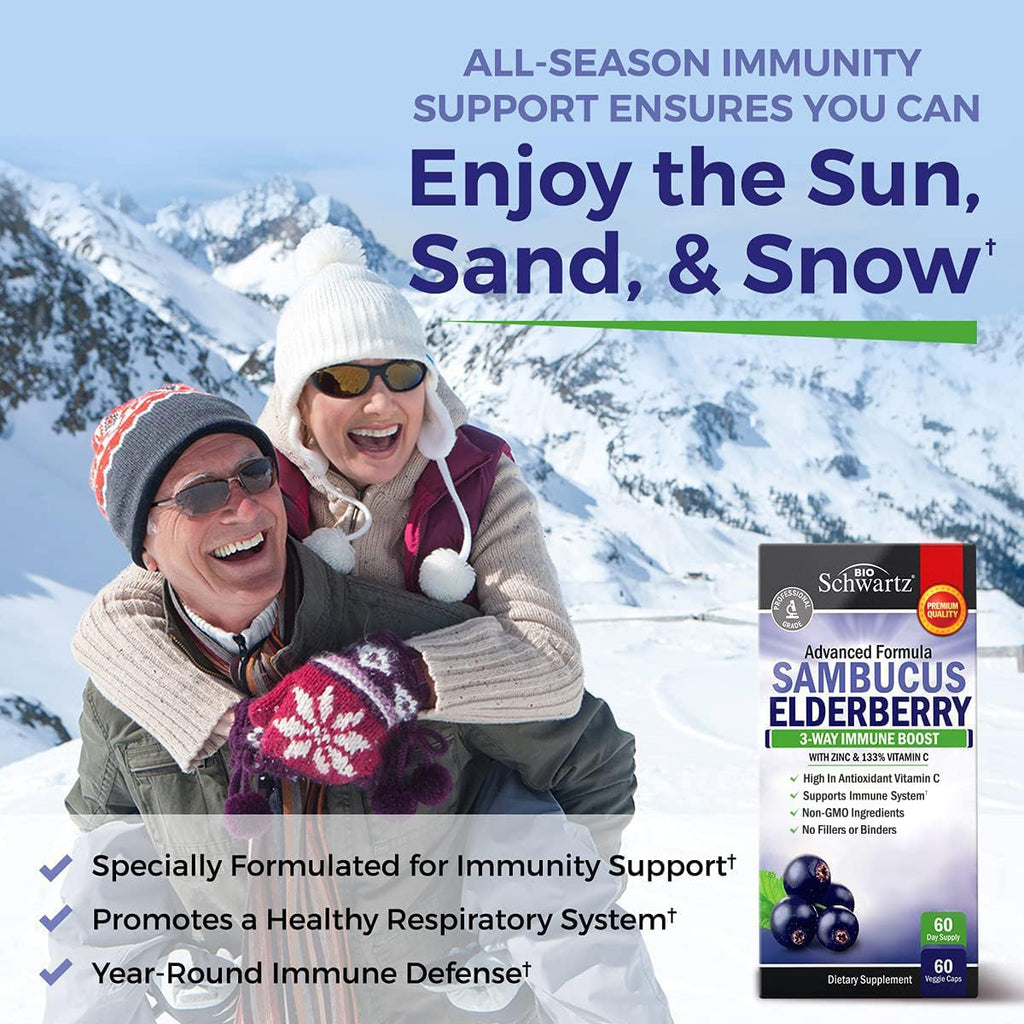Elderberry Capsules with Zinc and Vitamin C for Adults - Immune Support Vitamins for Women and Men - Black Sambucus Elderberry Vitamin C and Zinc - FENGGESTORE20