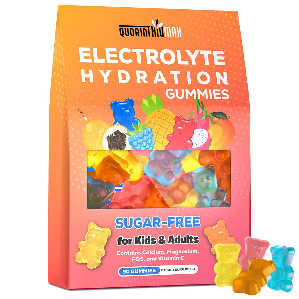 Electrolyte Gummies Sugar Free | Electrolyte Hydration Energy Gummies for Running & Sports - Energy Chews with Calcium & Vitamin C for Kids & Adults, - FENGGESTORE20