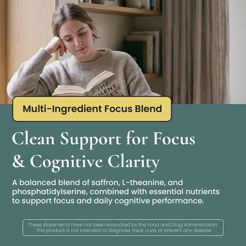 ELEVITA WELLNESS Focus Supplement (Made in Italy) | Premium Blend with L-Theanine, Lion's Mane & B Vitamins, Saffron and Vitamin D | Focus & Cognitive Support for Men & Women - FENGGESTORE20