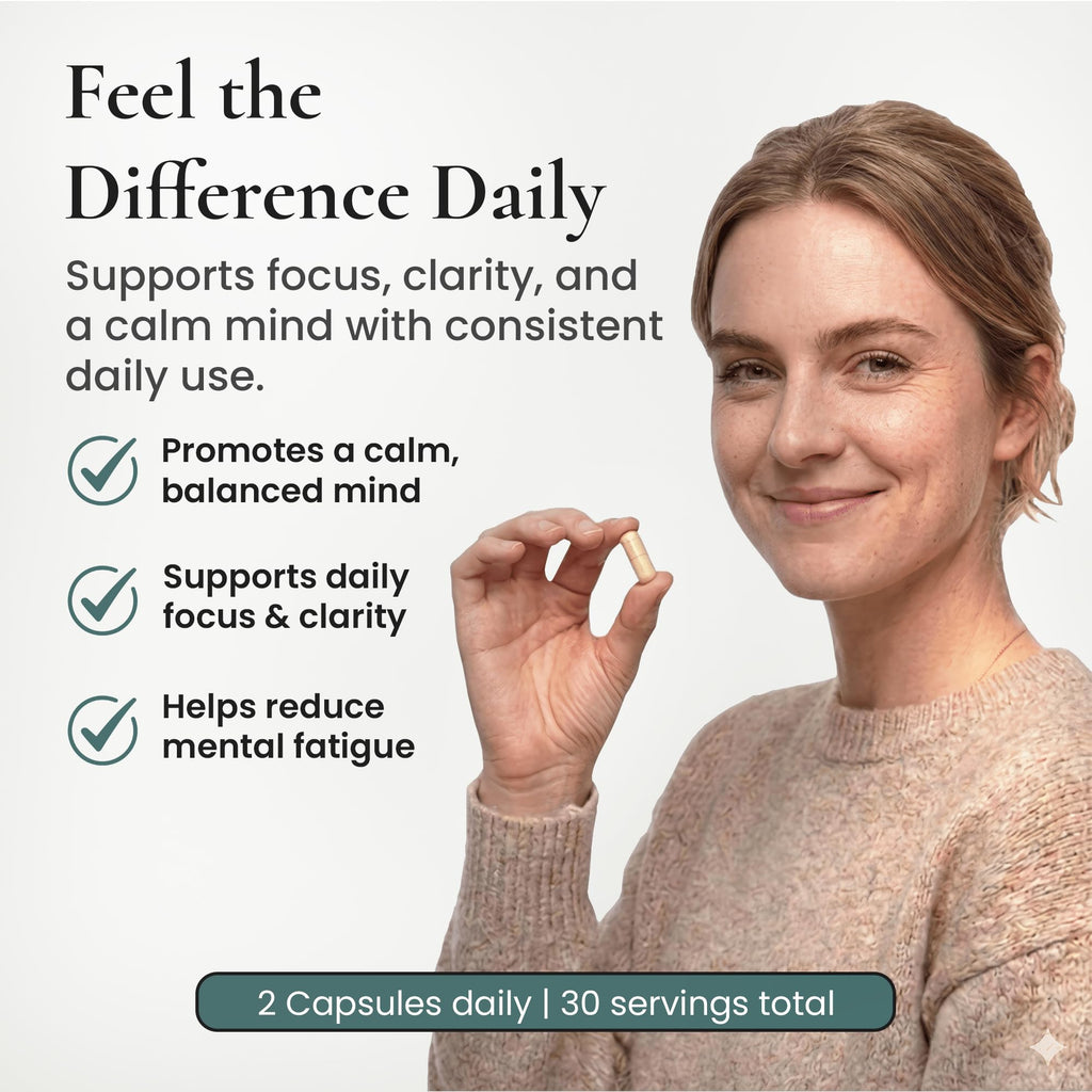 ELEVITA WELLNESS Focus Supplement (Made in Italy) | Premium Blend with L-Theanine, Lion's Mane & B Vitamins, Saffron and Vitamin D | Focus & Cognitive Support for Men & Women - FENGGESTORE20