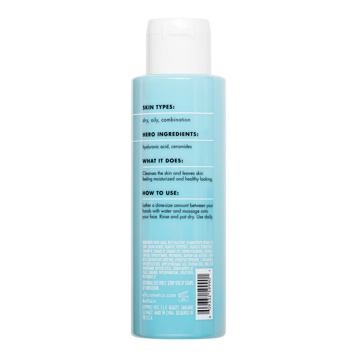 e.l.f. SKIN Holy Hydration! Daily Cleanser, Face Cleanser For Washing Away Excess Oil, Impurities & Makeup - FENGGESTORE20