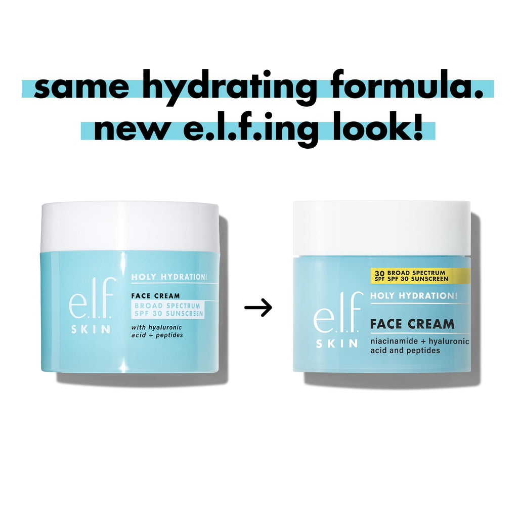 e.l.f. SKIN Holy Hydration! Face Cream - Broad Spectrum SPF 30 Sunscreen, Moisturizes & Softens Skin - FENGGESTORE20
