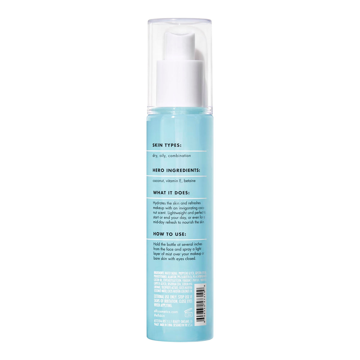 e.l.f. SKIN Holy Hydration! Hydrating Coconut Mist, Refreshes, Soothes & Invigorates Skin, Tropical Scent, 2.7 Fl Oz (Pack of 1) - FENGGESTORE20