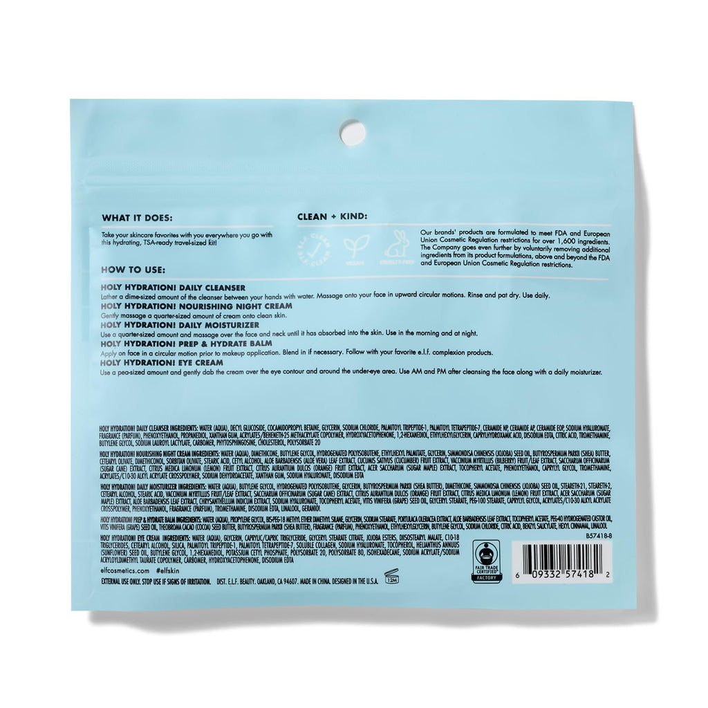 e.l.f. SKIN Holy Hydration! Jet Set Hydration Kit, Travel Friendly Hydrating Skincare Set, - FENGGESTORE20