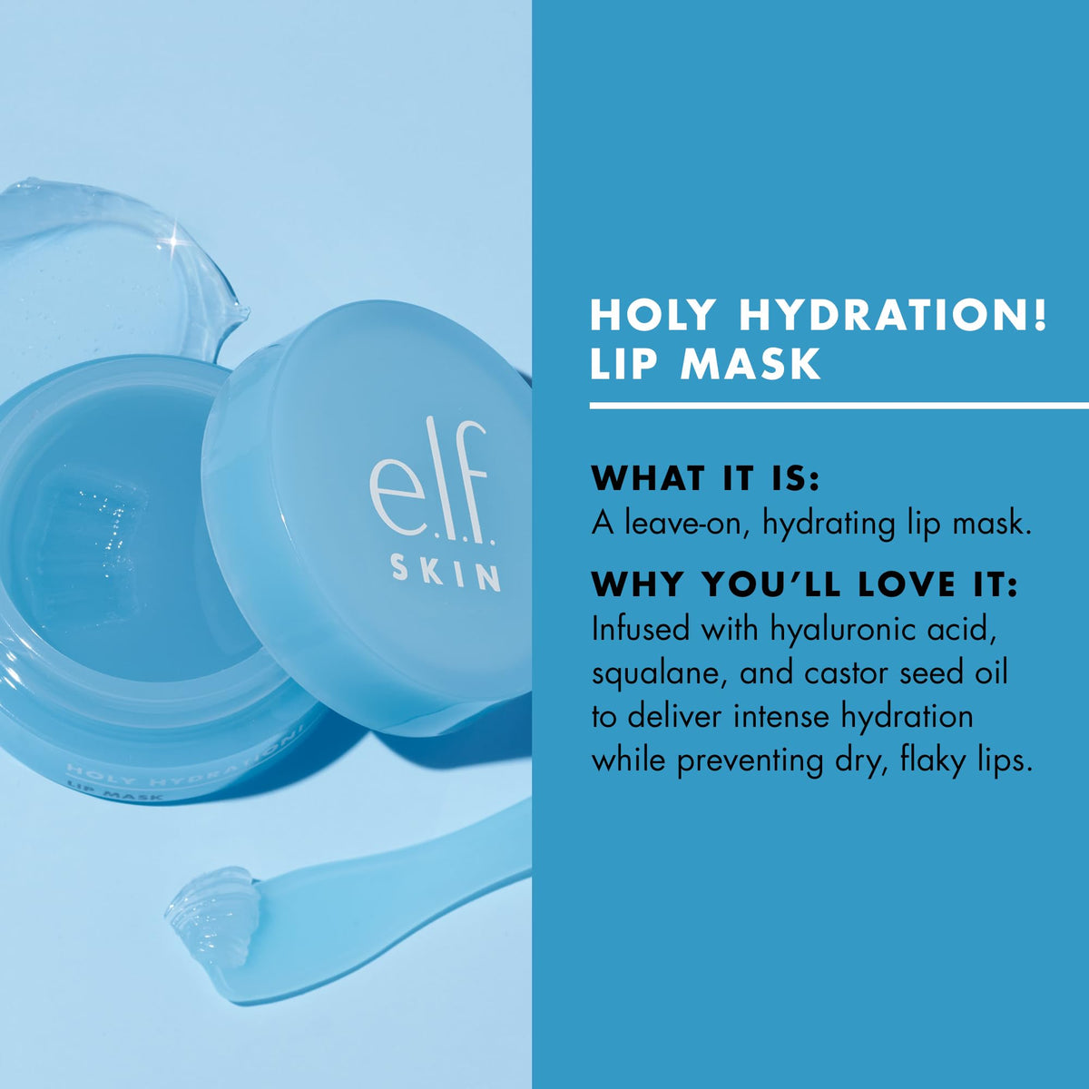 e.l.f. SKIN Holy Hydration! Lip Mask, Hydrating Lip Mask For A Softer & Smoother Pout, Infused With Hyaluronic Acid - FENGGESTORE20