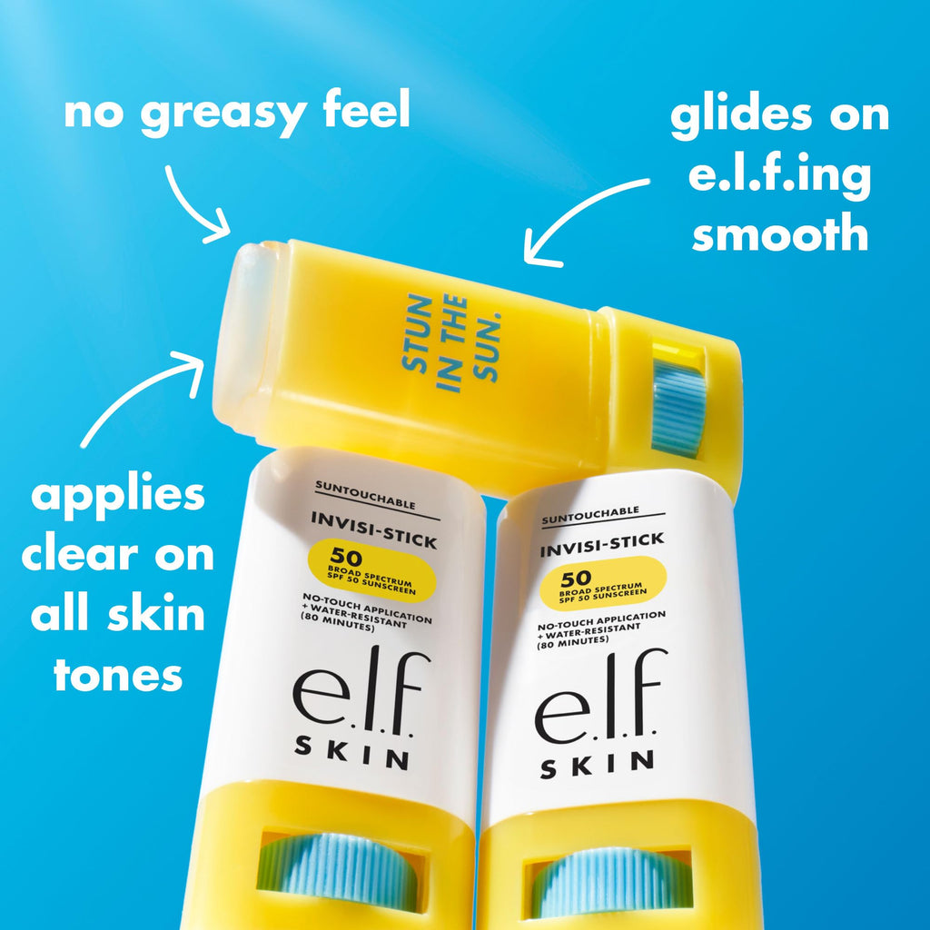 e.l.f. SKIN Suntouchable Invisi-Stick SPF 50, Clear Sunscreen For A Natural Finish, Made With Moisturizing Sunflower Seed Oil, Vegan & Cruelty-Free - FENGGESTORE20