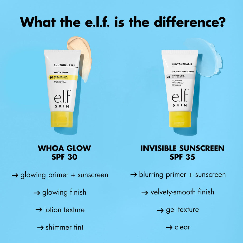 e.l.f. SKIN Suntouchable Invisible SPF 35, Lightweight, Gel-based Sunscreen For A Smooth Complexion, Doubles As A Makeup Primer - FENGGESTORE20