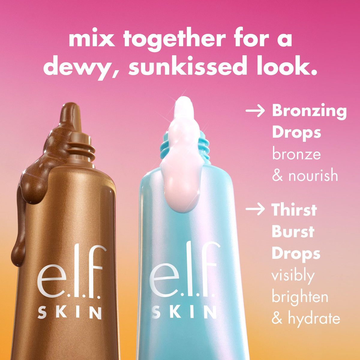 e.l.f. SKIN The Hottest Drops Duo, Holy Hydration! Thirst Burst & Bronzing Skincare Set, For A Dewy, Sun-Kissed Look, Vegan & Cruelty-Free - FENGGESTORE20
