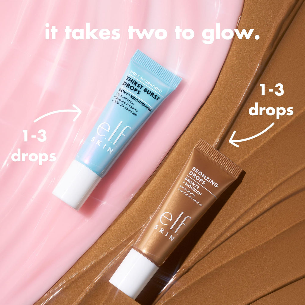e.l.f. SKIN The Hottest Drops Duo, Holy Hydration! Thirst Burst & Bronzing Skincare Set, For A Dewy, Sun-Kissed Look, Vegan & Cruelty-Free - FENGGESTORE20