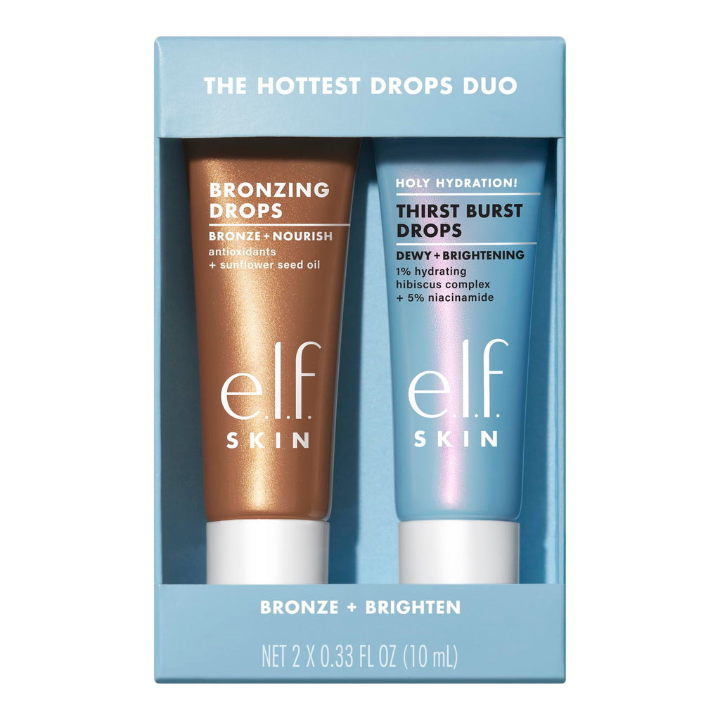 e.l.f. SKIN The Hottest Drops Duo, Holy Hydration! Thirst Burst & Bronzing Skincare Set, For A Dewy, Sun-Kissed Look, Vegan & Cruelty-Free - FENGGESTORE20