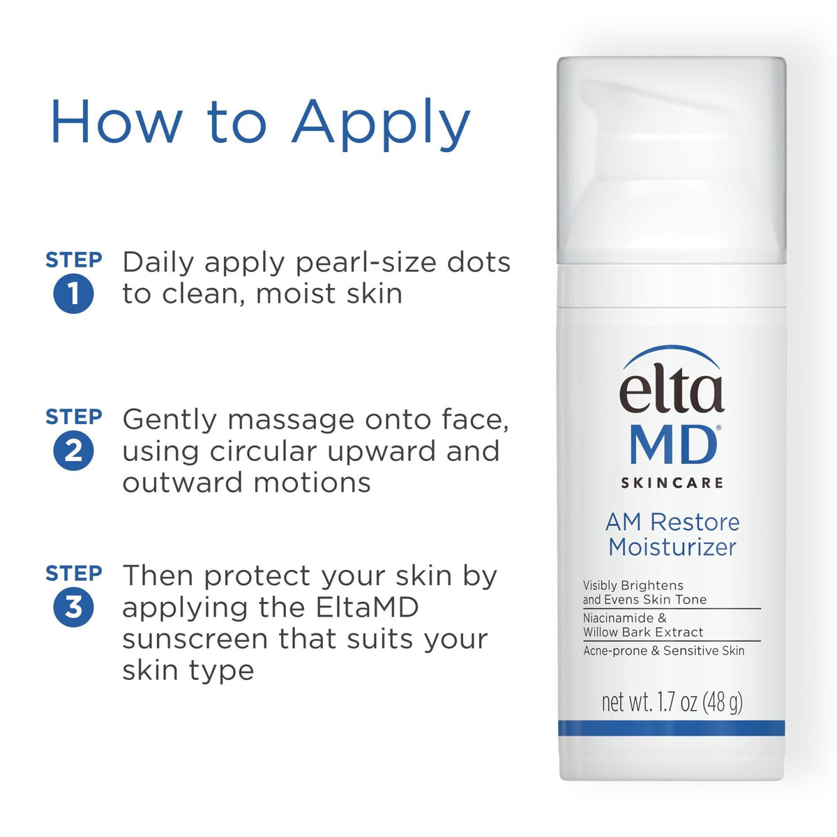 EltaMD AM Restore Face Moisturizer for Women and Men, Light Moisturizer Face Cream, Made with Niacinamide and Hyaluronic Acid, 1.7 oz Pump - FENGGESTORE20