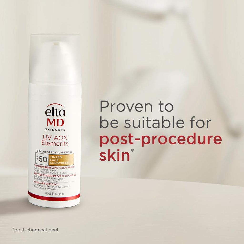 EltaMD UV AOX Elements Tinted Mineral Face Sunscreen Lotion, Tinted Moisturizer for Face SPF 50 with Antioxidants, For Dry Sensitive Skin 1.7 oz Pump - FENGGESTORE20