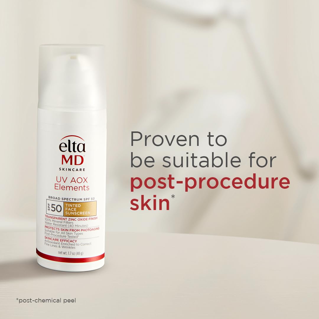 EltaMD UV AOX Elements Tinted Mineral Face Sunscreen Lotion, Tinted Moisturizer for Face SPF 50 with Antioxidants, For Dry Sensitive Skin 1.7 oz Pump - FENGGESTORE20