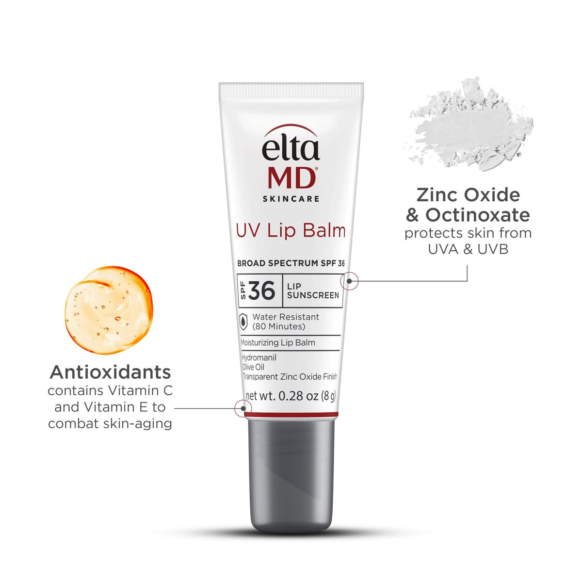 EltaMD UV Lip Balm SPF Sunscreen, Sunscreen Lip Balm with SPF 30+, Protects Dry Cracked Lips, Transparent Zinc Oxide, 0.28 Tube - FENGGESTORE20