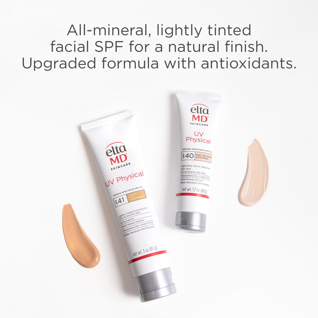 EltaMD UV Physical Tinted Mineral Sunscreen for Face SPF 41, 100% Mineral Actives Tinted Face Lotion, Water Resistant, Paraben-Free - FENGGESTORE20
