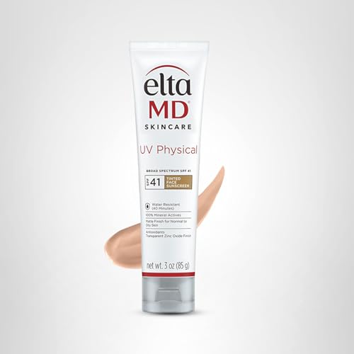EltaMD UV Physical Tinted Mineral Sunscreen for Face SPF 41, 100% Mineral Actives Tinted Face Lotion, Water Resistant, Paraben-Free - FENGGESTORE20