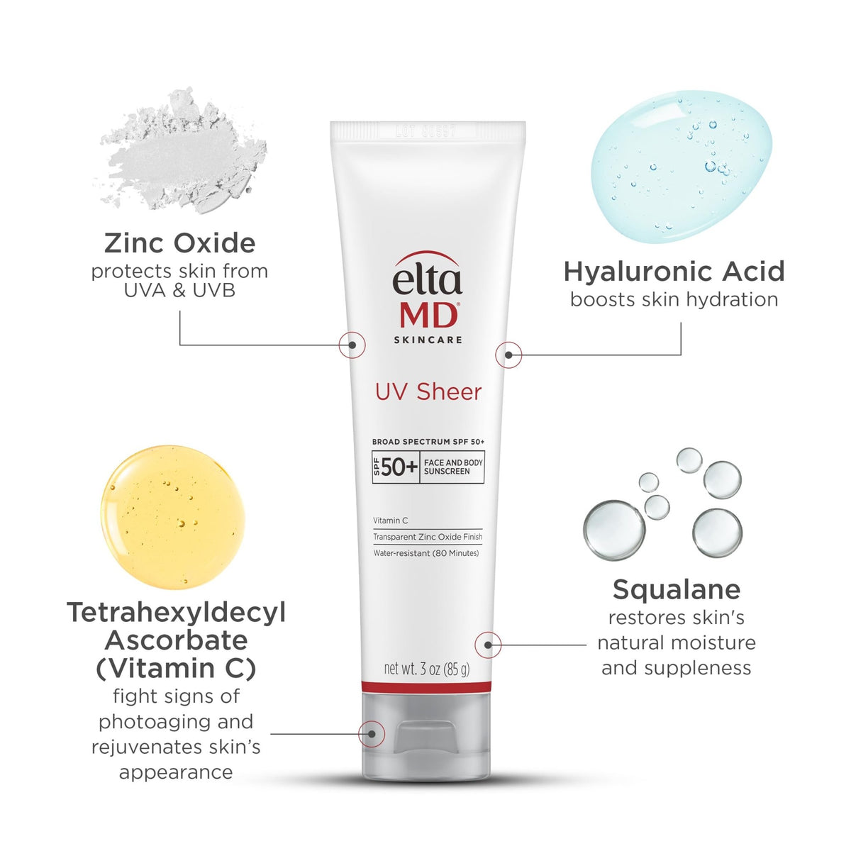 EltaMD UV Sheer Face and Body Sunscreen SPF 50+, Oil Free, No White Cast Sunscreen for Face and Body, Zinc Oxide Formula, 3.0 oz Tube - FENGGESTORE20