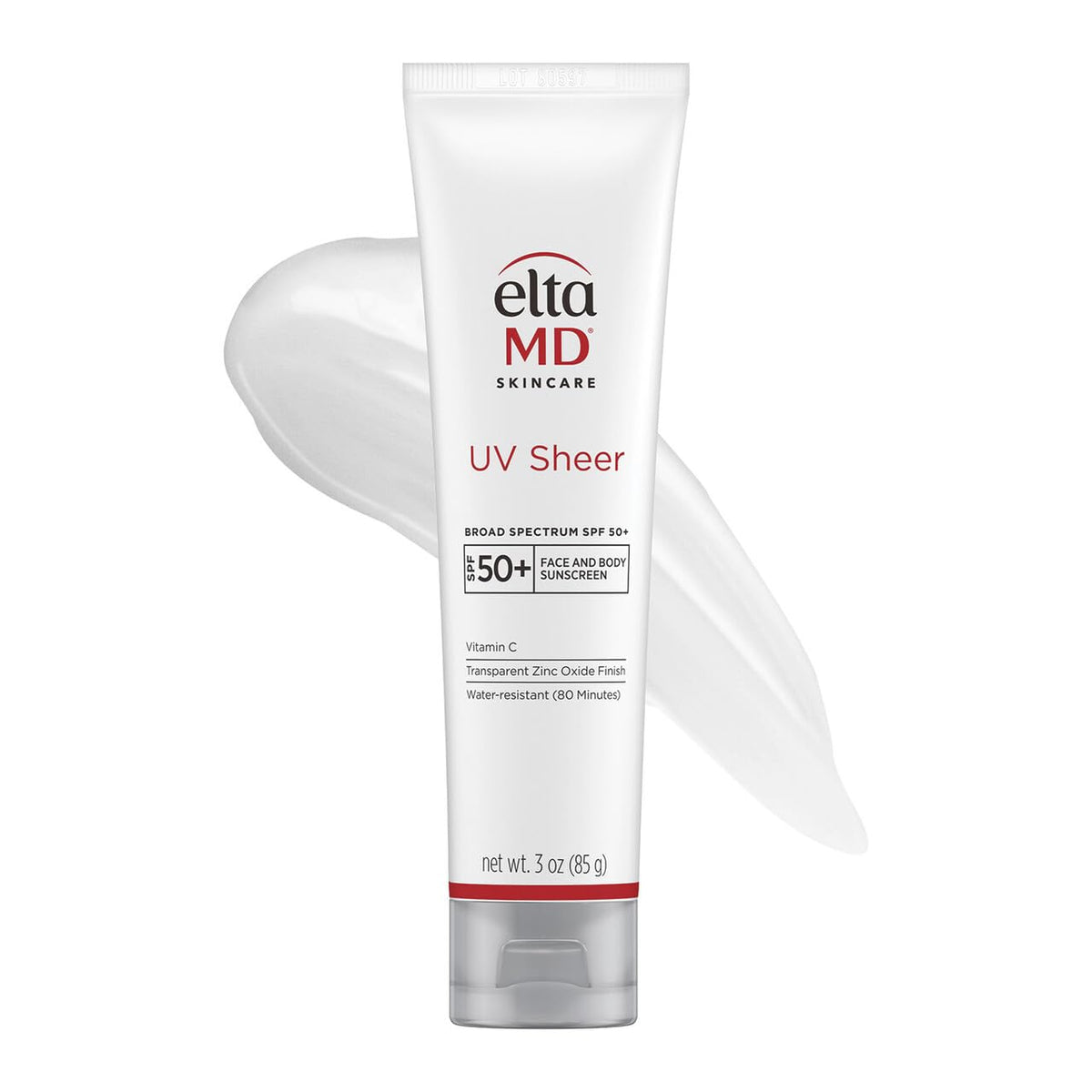 EltaMD UV Sheer Face and Body Sunscreen SPF 50+, Oil Free, No White Cast Sunscreen for Face and Body, Zinc Oxide Formula, 3.0 oz Tube - FENGGESTORE20