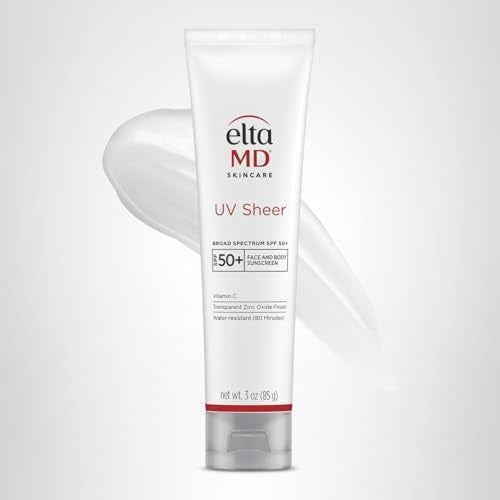 EltaMD UV Sheer Face and Body Sunscreen SPF 50+, Oil Free, No White Cast Sunscreen for Face and Body, Zinc Oxide Formula, 3.0 oz Tube - FENGGESTORE20