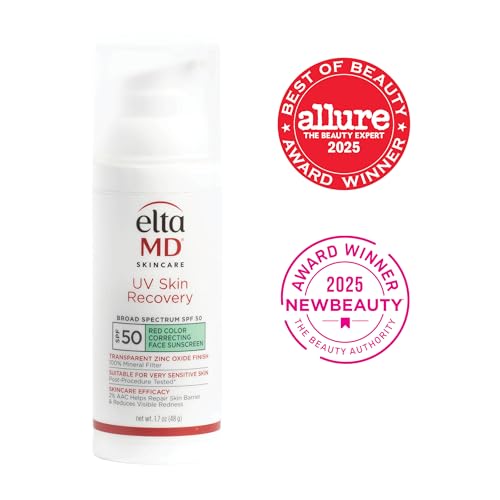EltaMD UV Skin Recovery Green Tint 100% Mineral Sunscreen, SPF 50, Redness Correcting - FENGGESTORE20