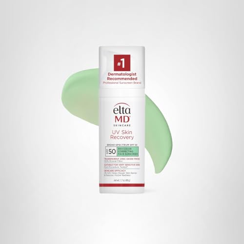 EltaMD UV Skin Recovery Green Tint 100% Mineral Sunscreen, SPF 50, Redness Correcting - FENGGESTORE20