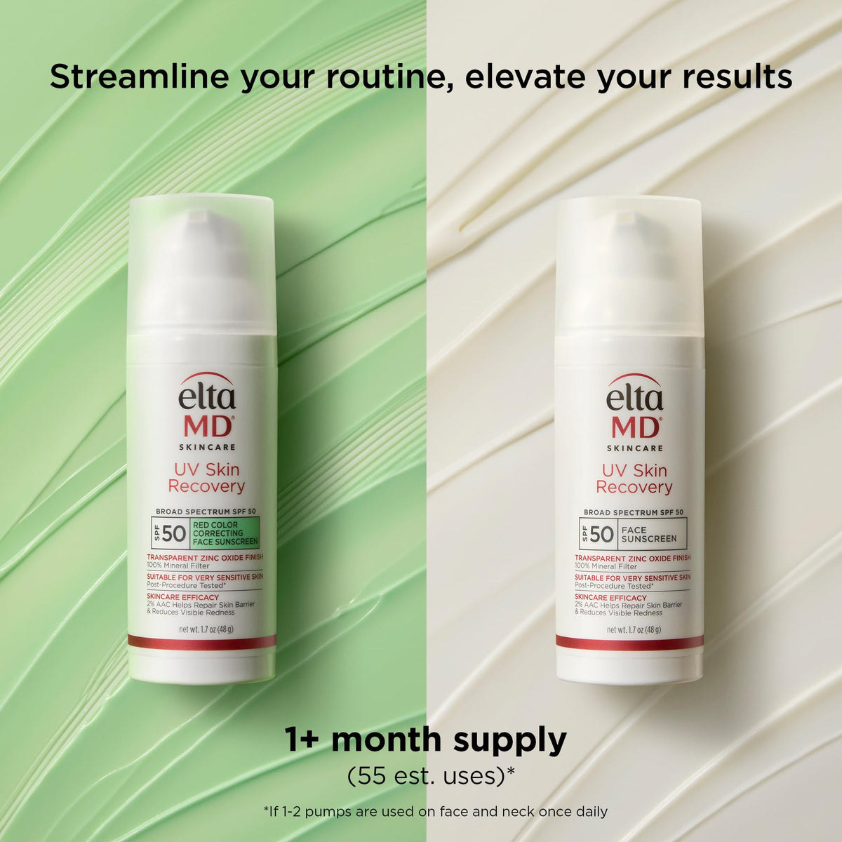 EltaMD UV Skin Recovery Green Tint 100% Mineral Sunscreen, SPF 50, Redness Correcting - FENGGESTORE20