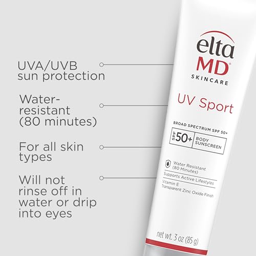 EltaMD UV Sport Sunscreen Lotion SPF 50 - Face and Body Sunscreen SPF 50, Water & Sweat Resistant - FENGGESTORE20