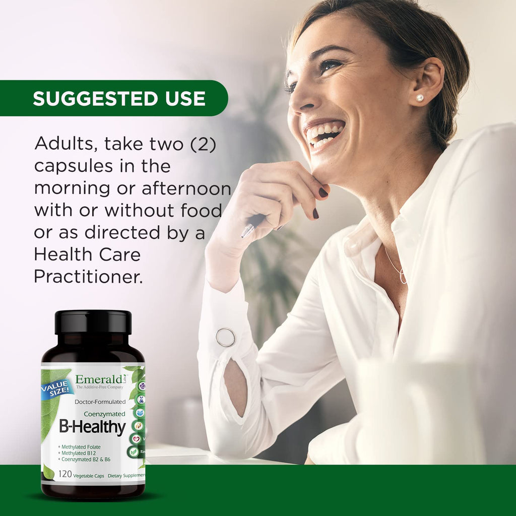 EMERALD LABS B-Healthy - Vegan Vitamin B Complex - Includes Methylated Folic Acid & Full Spectrum B Vitamins - Supports Immune, Brain & Heart Health - FENGGESTORE20