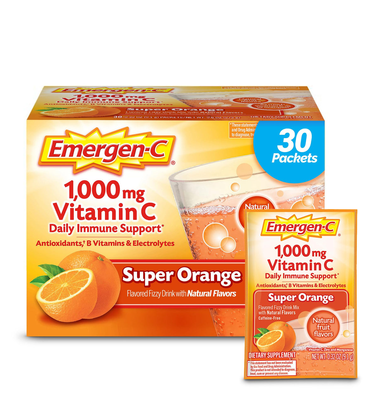 Emergen-C 1000mg Vitamin C Powder for Daily Immune Support Caffeine Free Vitamin C Supplements with Zinc and Manganese - FENGGESTORE20