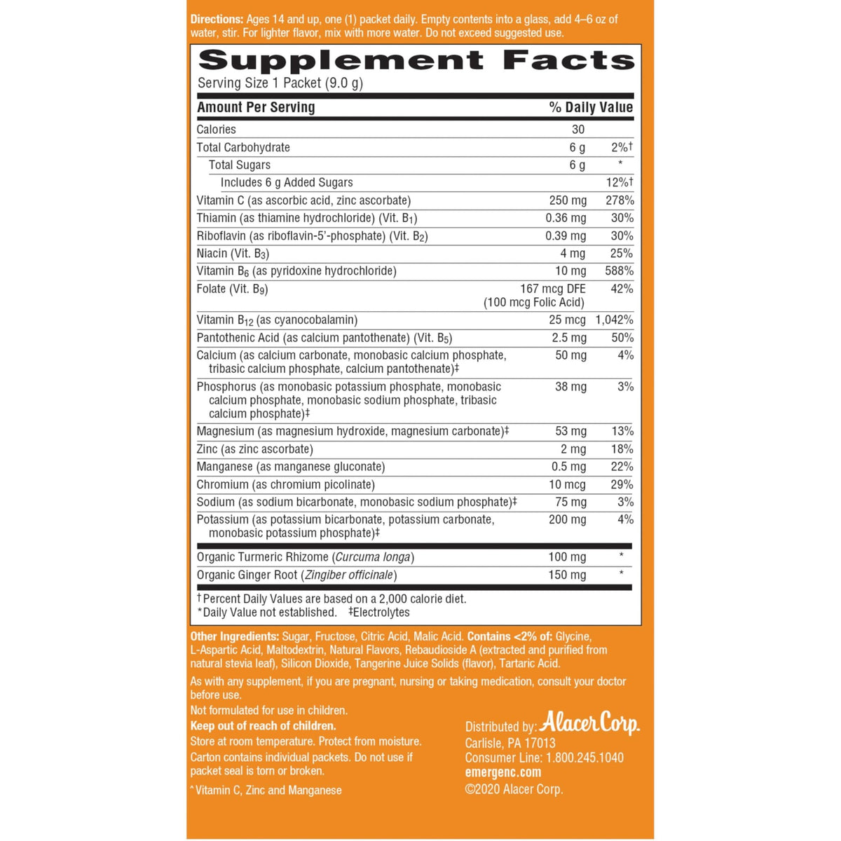 Emergen-C Citrus-Ginger Fizzy Drink Mix, Turmeric and Ginger, Immune Support, Natural Flavors - FENGGESTORE20