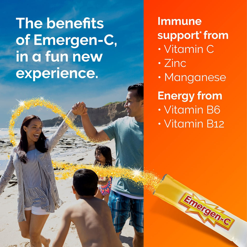 Emergen-C Crystals, On-the-Go Emergen-C Immune Support Supplement with Vitamin C, B Vitamins, Zinc and Manganese - FENGGESTORE20