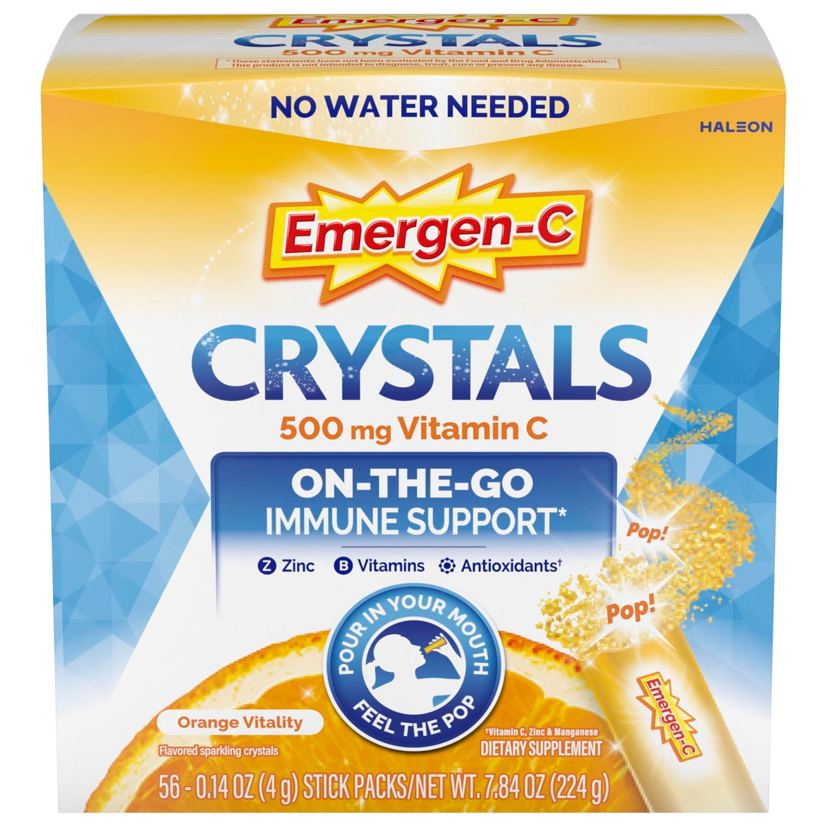 Emergen-C Crystals, On-the-Go Emergen-C Immune Support Supplement with Vitamin C, B Vitamins, Zinc and Manganese - FENGGESTORE20