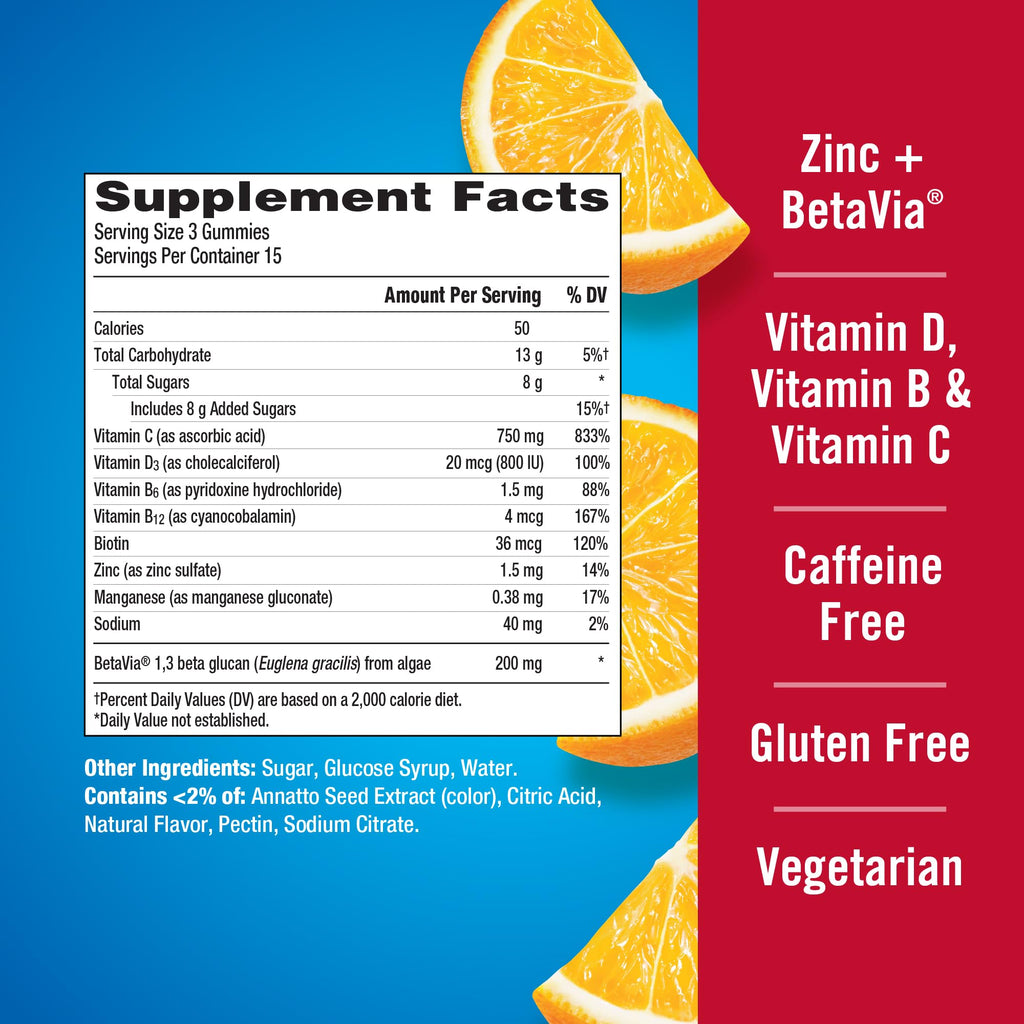 Emergen-C Immune+ Triple Action Immune Support Gummies, BetaVia (R), 1000mg Vitamin C, B Vitamins, Vitamin D and Antioxidants - FENGGESTORE20