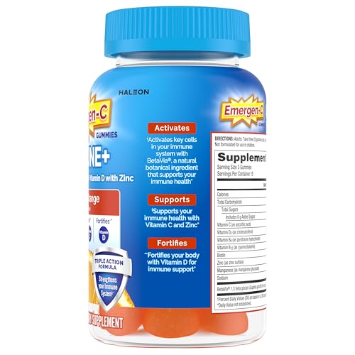 Emergen-C Immune+ Triple Action Immune Support Gummies, BetaVia (R), 1000mg Vitamin C, B Vitamins, Vitamin D and Antioxidants - FENGGESTORE20