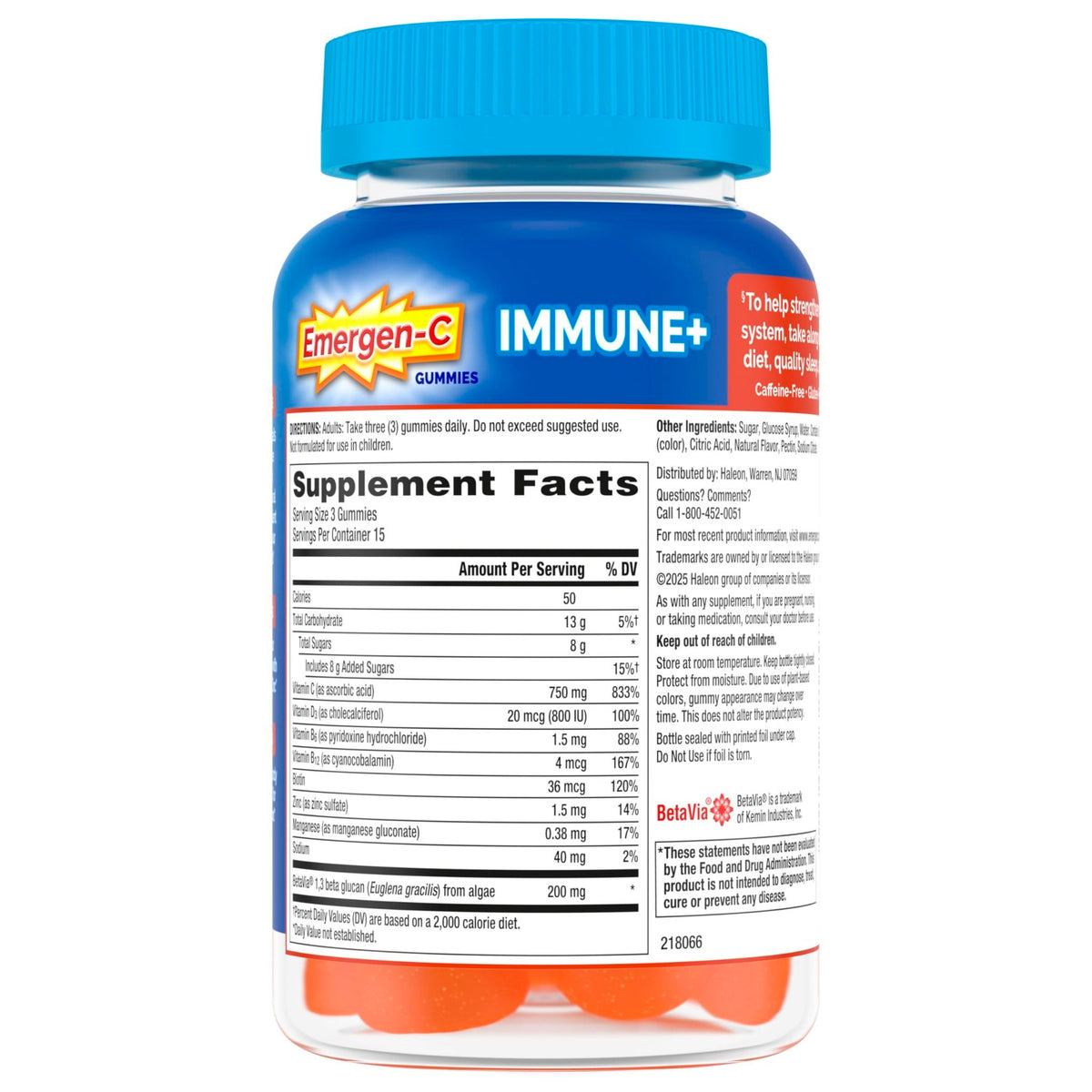 Emergen-C Immune+ Triple Action Immune Support Gummies, BetaVia (R), 1000mg Vitamin C, B Vitamins, Vitamin D and Antioxidants - FENGGESTORE20