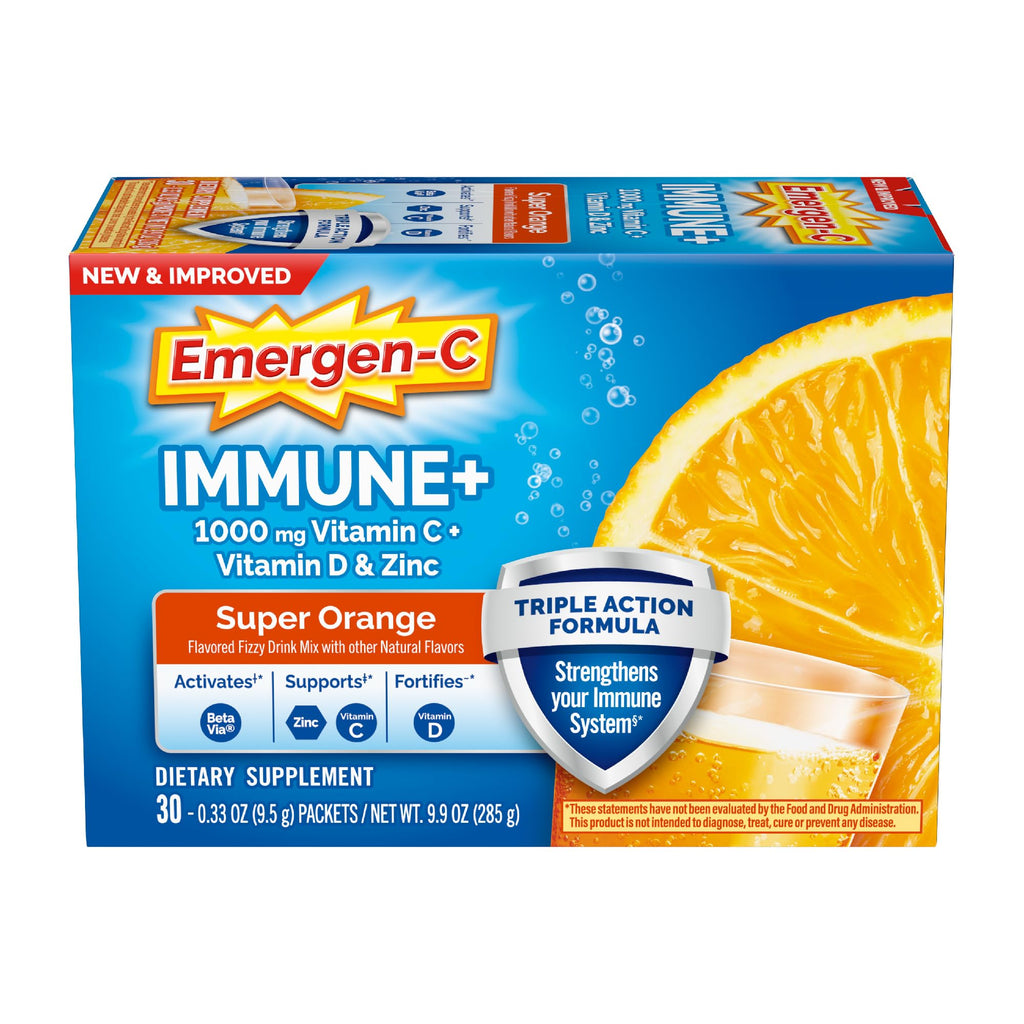 Emergen-C Immune+ Triple Action Immune Support Powder, BetaVia (R), 1000mg Vitamin C, B Vitamins, Vitamin D and Antioxidants - FENGGESTORE20