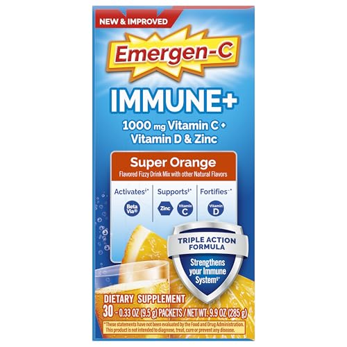 Emergen-C Immune+ Triple Action Immune Support Powder, BetaVia (R), 1000mg Vitamin C, B Vitamins, Vitamin D and Antioxidants - FENGGESTORE20