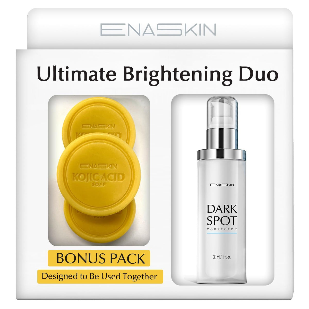 Enaskin Dark Spot Set - Serum & Soap Bars: Hyperpigmentation Body Treatment for Freckles Melasma Age Spot Sun Spot - Dark Spots Corrector Serum - FENGGESTORE20