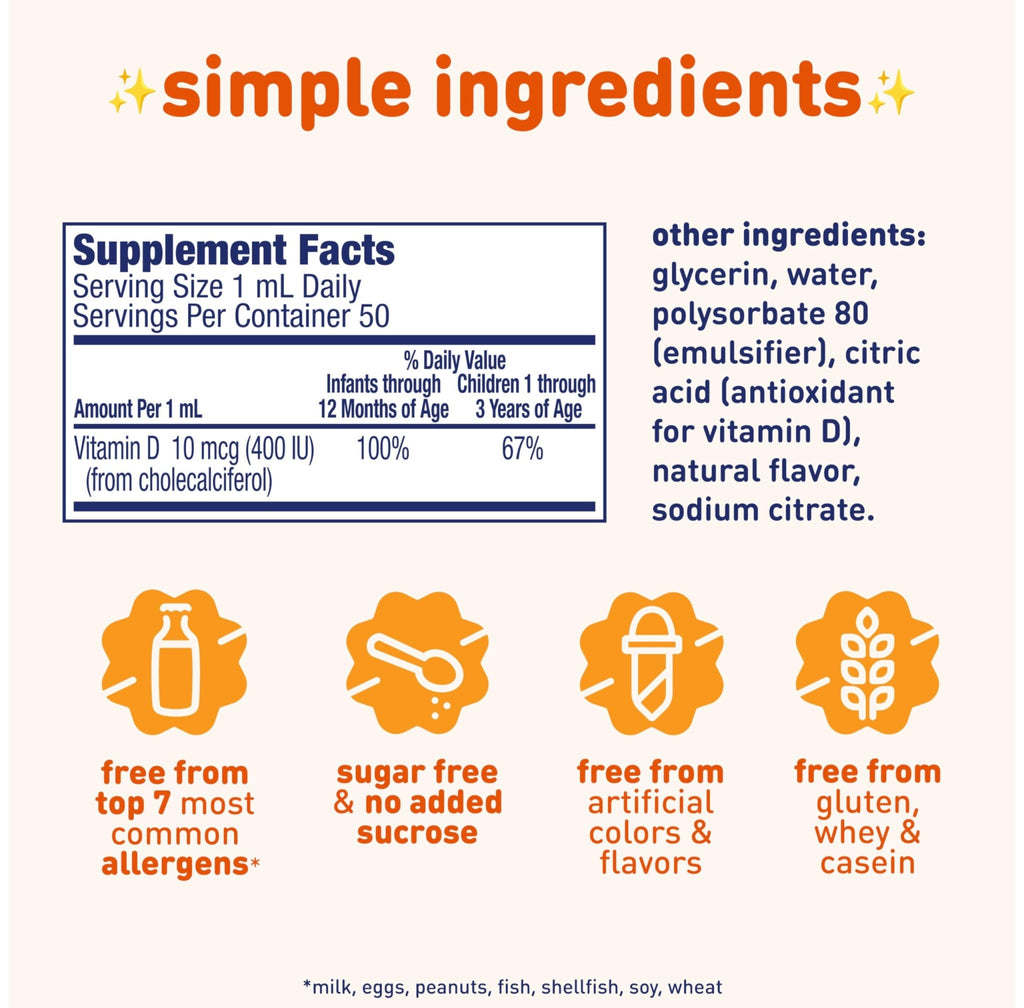 Enfamil Baby Vitamin D-Vi-Sol Liquid Supplement Drops for Infants, Supporting Strong Teeth & Bones in Newborn Babies, Easy-to-Use - FENGGESTORE20