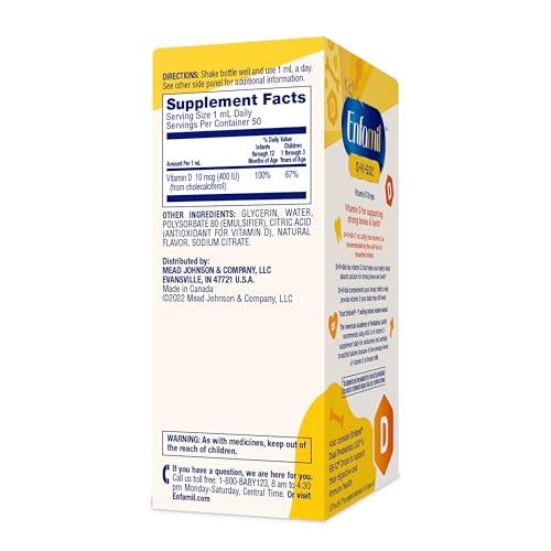 Enfamil Baby Vitamin D-Vi-Sol Liquid Supplement Drops for Infants, Supporting Strong Teeth & Bones in Newborn Babies, Easy-to-Use - FENGGESTORE20