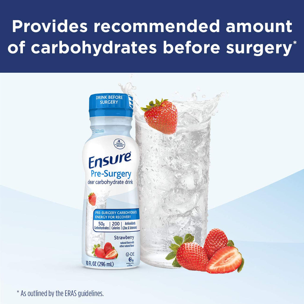 Ensure Pre-Surgery, Clear Carbohydrate Drink, Strawberry, 10 fl oz, 4 Count - FENGGESTORE20