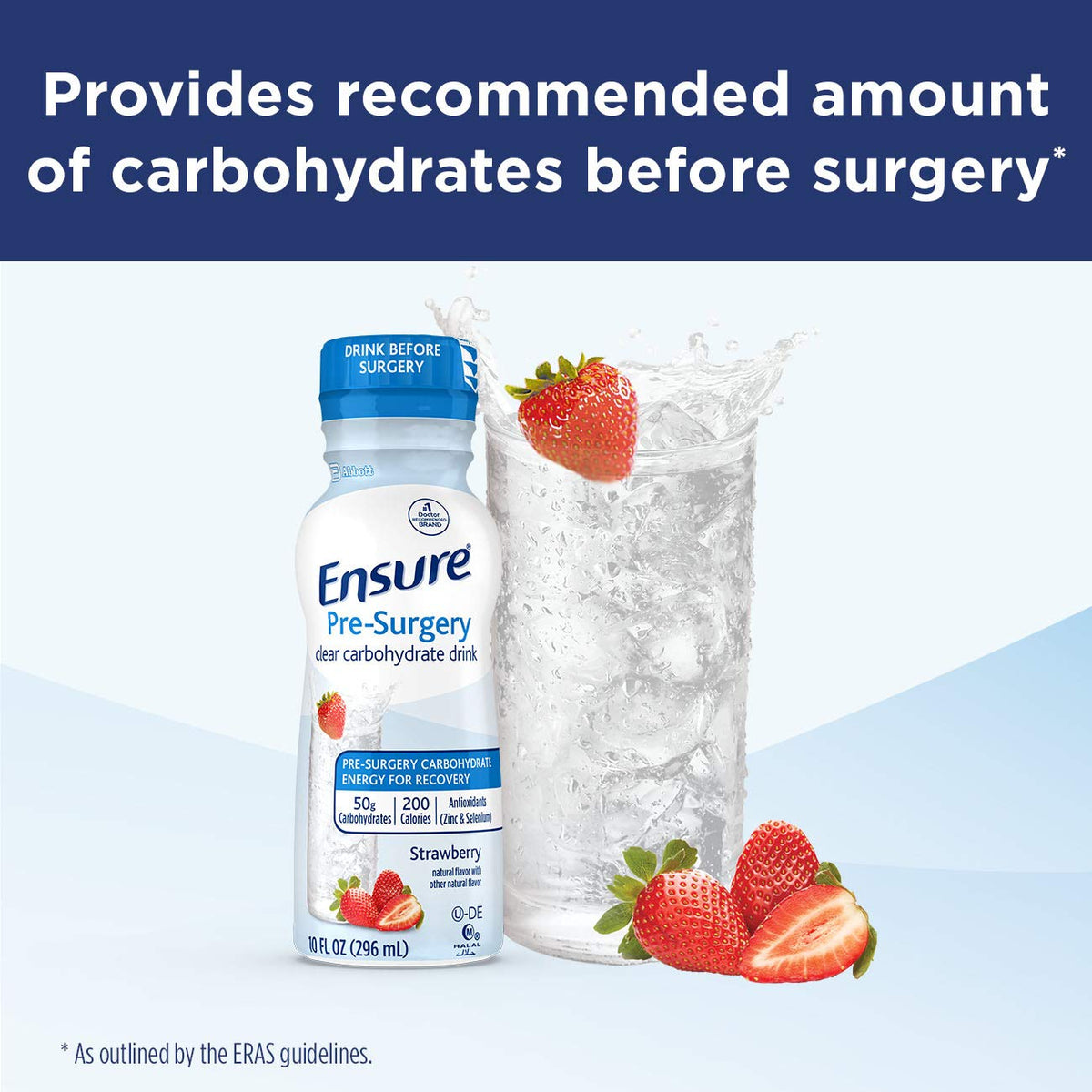 Ensure Pre-Surgery, Clear Carbohydrate Drink, Strawberry, 10 fl oz, 4 Count - FENGGESTORE20