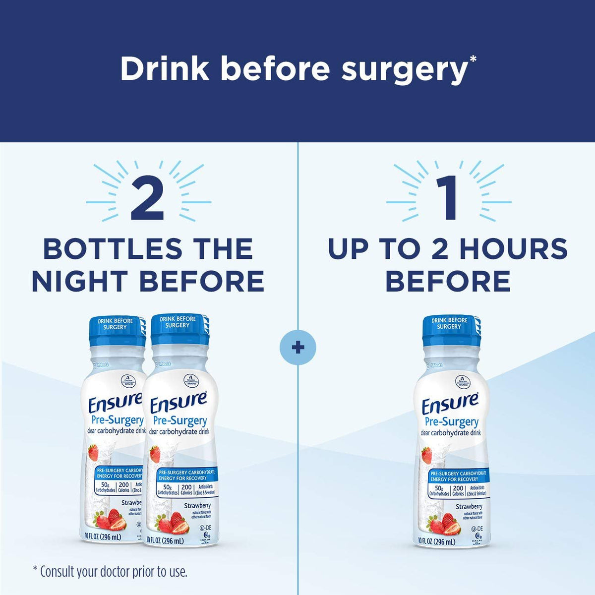 Ensure Pre-Surgery, Clear Carbohydrate Drink, Strawberry, 10 fl oz, 4 Count - FENGGESTORE20