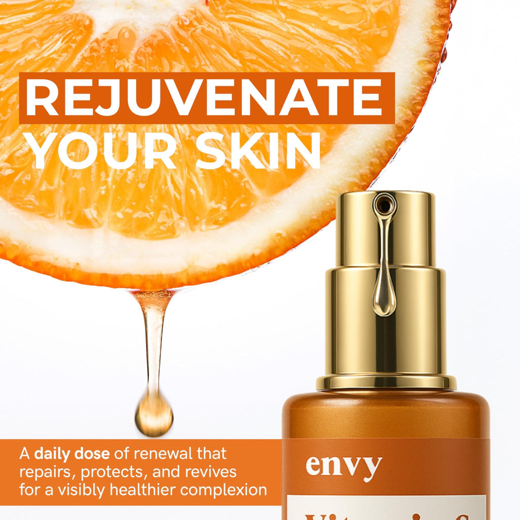 Envy Vitamin C Serum with Vitamin E & Glycerin - Skin, Dark Spot Reduction & Anti-Aging, Dermatologist Tested, Hydrating Glass Skin Serum - FENGGESTORE20