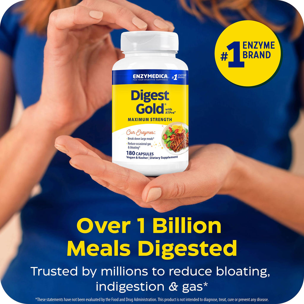 Enzymedica Digest Gold - Digestive Enzyme Supplement for Women & Men, Enzyme Capsules for Digestion, Gut Health Support, Helps Gas & Bloating, ATPro Energy Support, - FENGGESTORE20