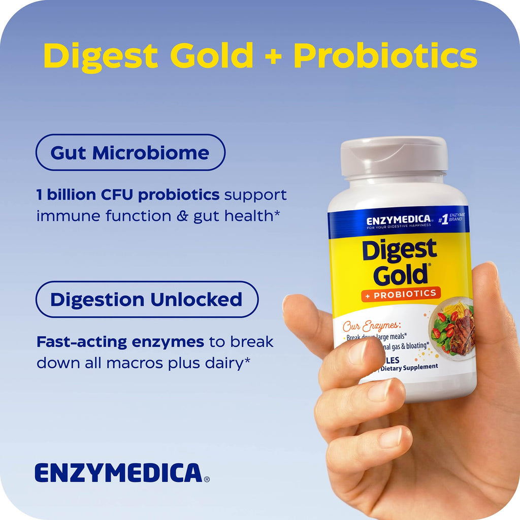 Enzymedica Digest Gold + Probiotics - Digestive Enzyme Supplement for Women & Men, Enzyme and Probiotic Capsules for Digestion, Gut Health Support, - FENGGESTORE20