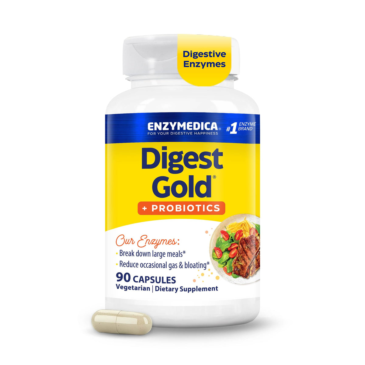 Enzymedica Digest Gold + Probiotics - Digestive Enzyme Supplement for Women & Men, Enzyme and Probiotic Capsules for Digestion, Gut Health Support, - FENGGESTORE20