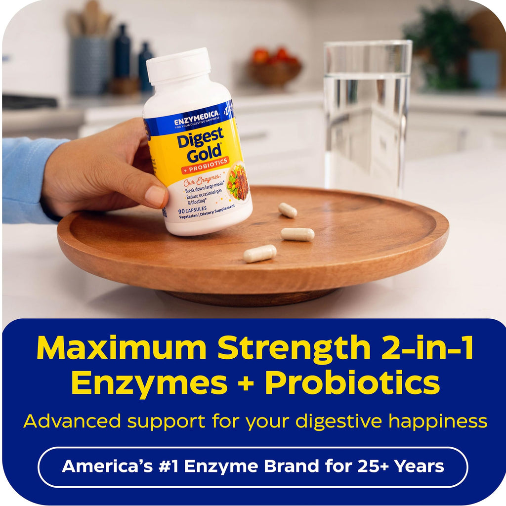Enzymedica Digest Gold + Probiotics - Digestive Enzyme Supplement for Women & Men, Enzyme and Probiotic Capsules for Digestion, Gut Health Support, - FENGGESTORE20